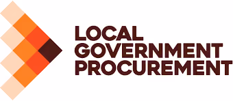 Logo with orange diamond pattern and text Local Government Procurement.