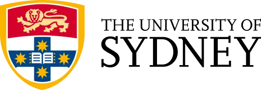 University crest with a red lion on top and an open book surrounded by stars on blue shield.