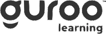 Guru Learning logo in black text with stylized letters.