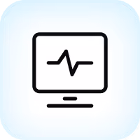 Computer monitor icon displaying a heartbeat or pulse line symbol.