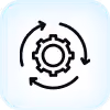 Gear with circular arrows around it representing process, settings, or automation.