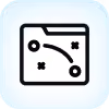 Simple black map icon with a route marked by a line and three location points.