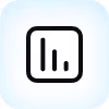 Black vertical bar chart icon inside rounded square on a light blue background.