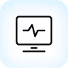 Icon of a computer monitor displaying a heartbeat or pulse line.