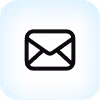 Black envelope icon on a white rounded square background.