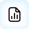 Icon of a document with a bar chart inside, on a square background with rounded corners.