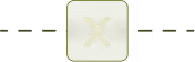 Green square icon with a large white X in the center on a transparent background.