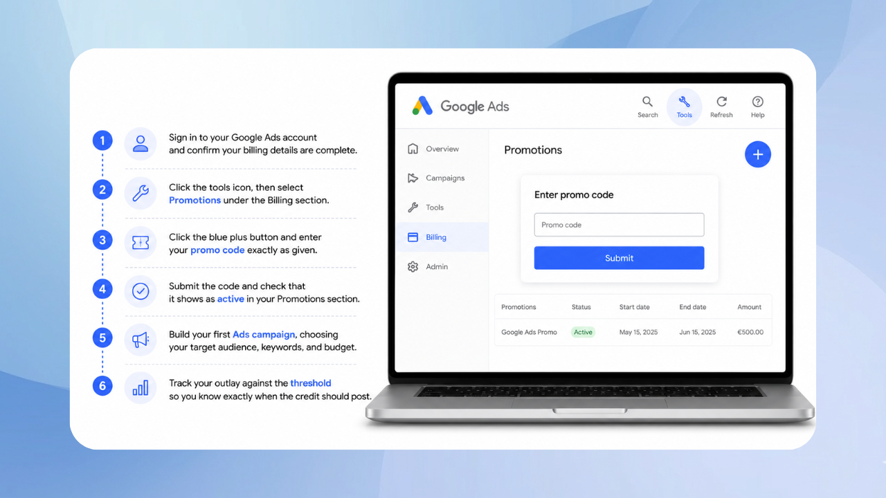 How to enter a Google Ads promo code, step by step