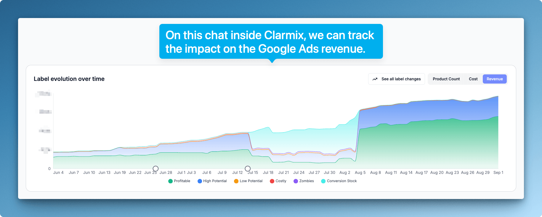 Image showing a chart with the revenue evolution from Google Ads.