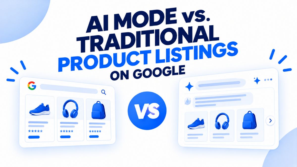 Comparison of Google AI Mode shopping results and traditional product listings