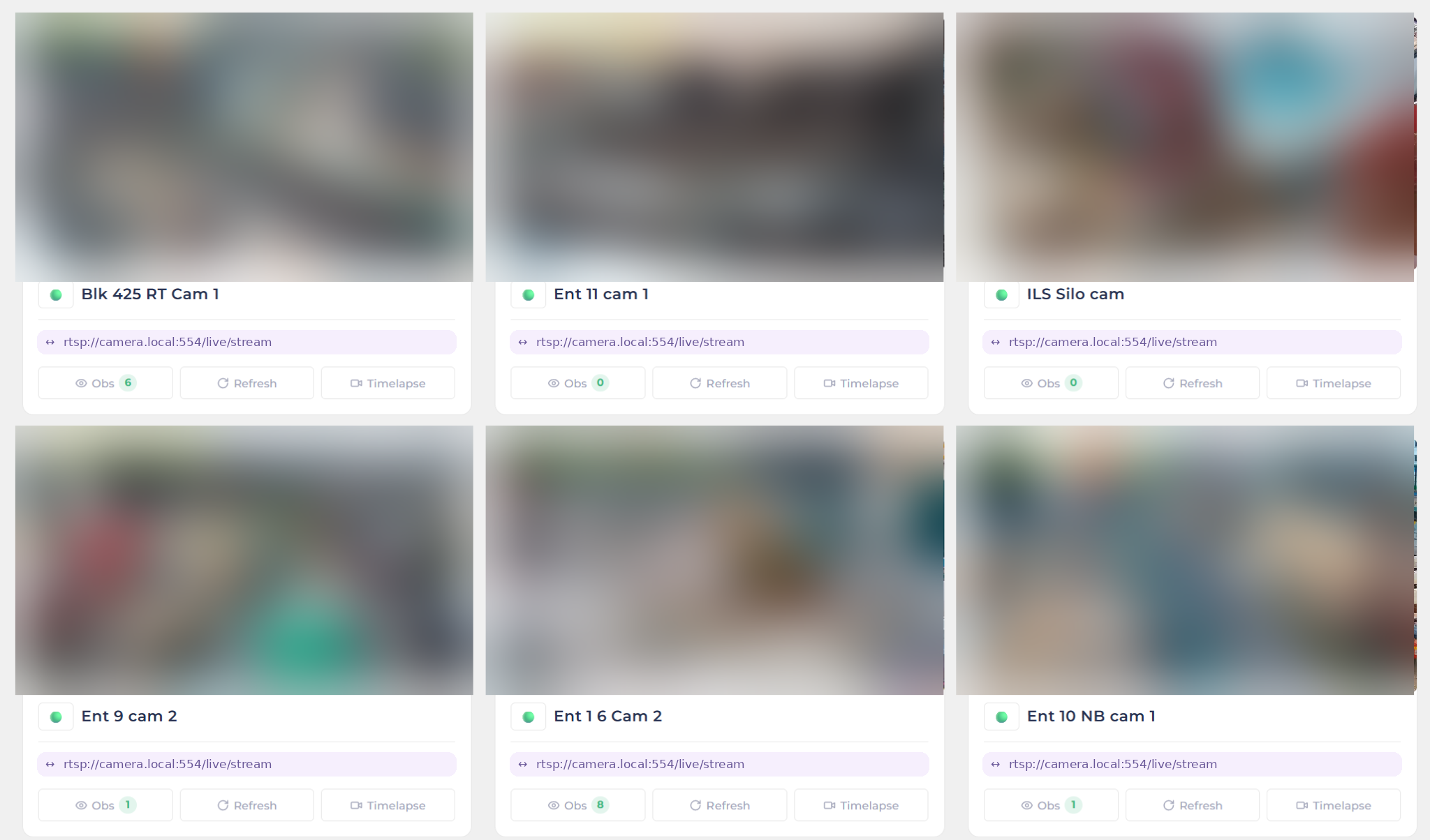 Camera onboarding screen: add any RTSP stream and assign detections per camera