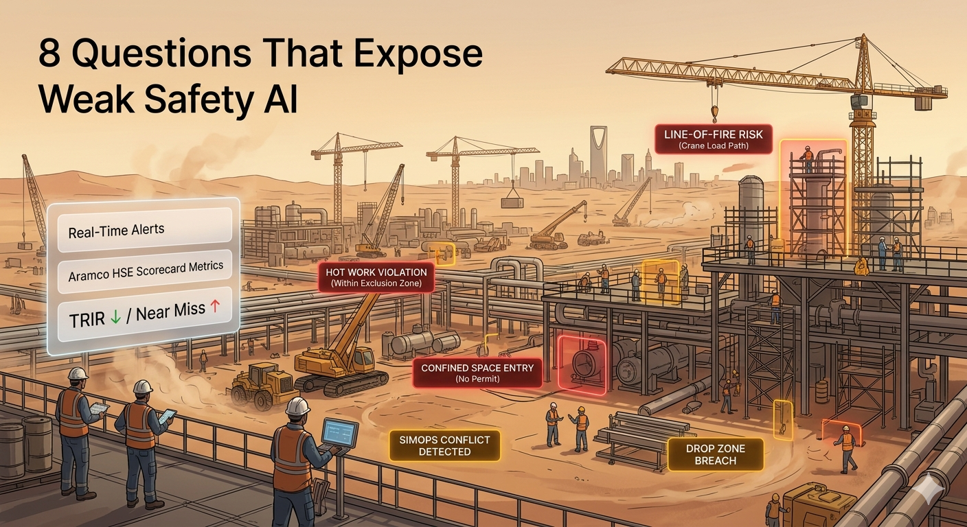 AI safety monitoring watching workers on a Saudi Arabian oil and gas site