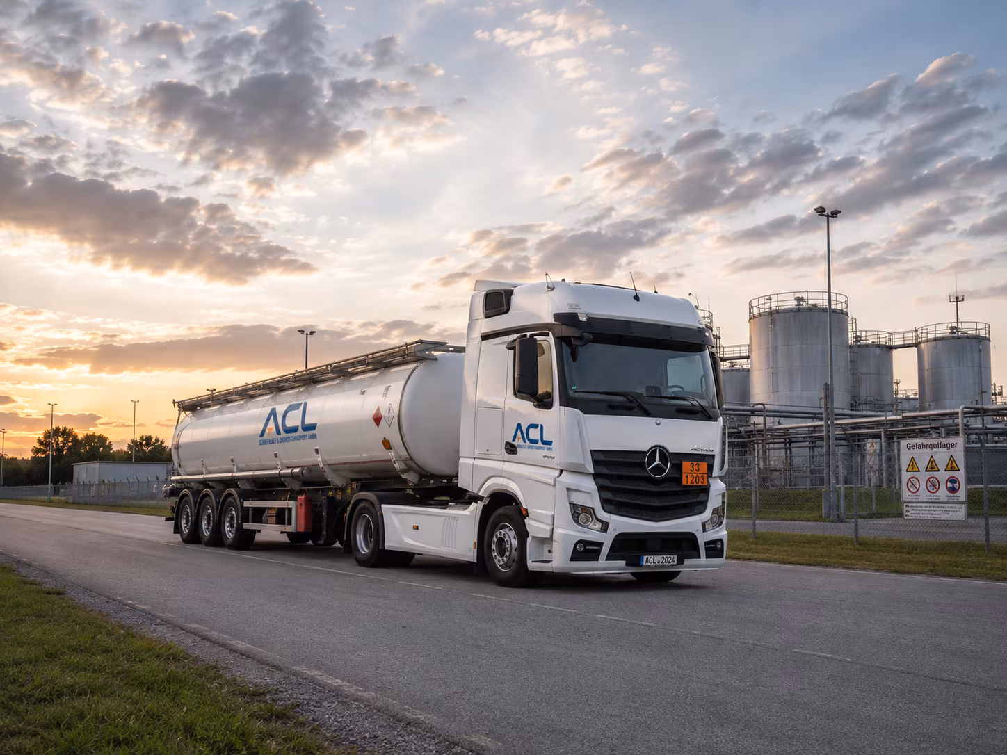 ACL-Lkw beim Transport gekennzeichneter Gefahrgüter