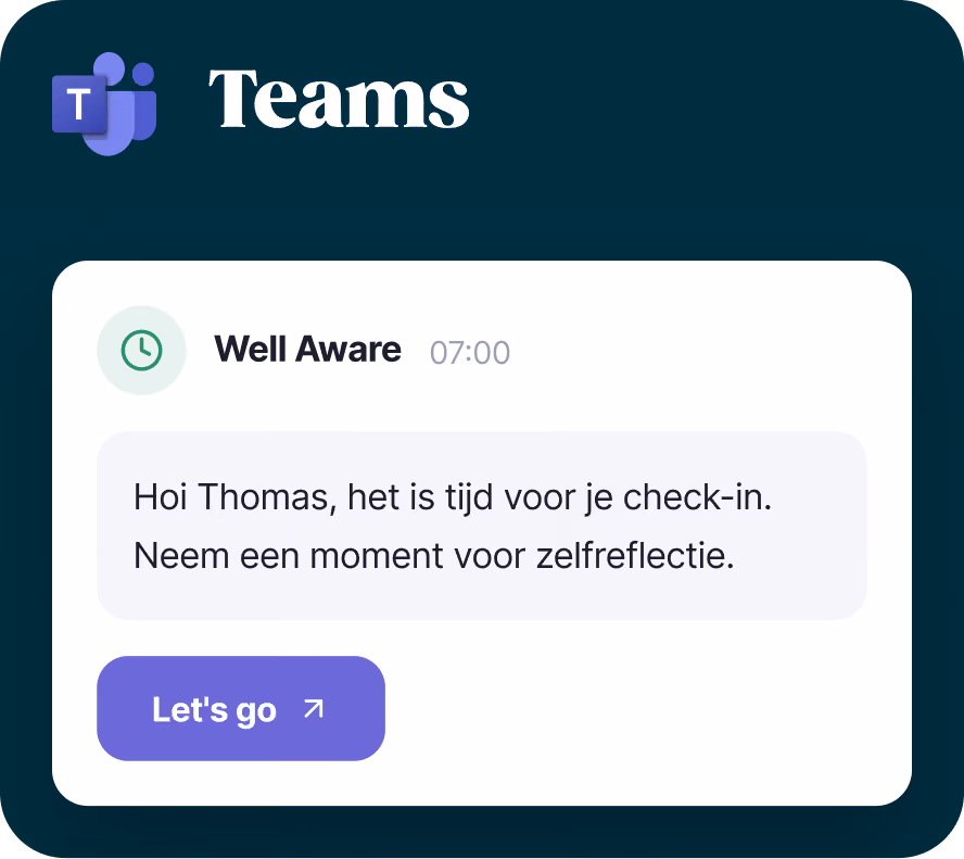 Well-Aware check-in via Microsoft Teams