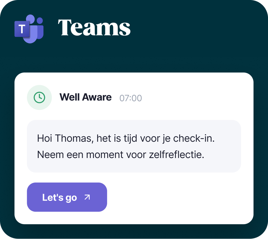 Well-Aware check-in via Microsoft Teams