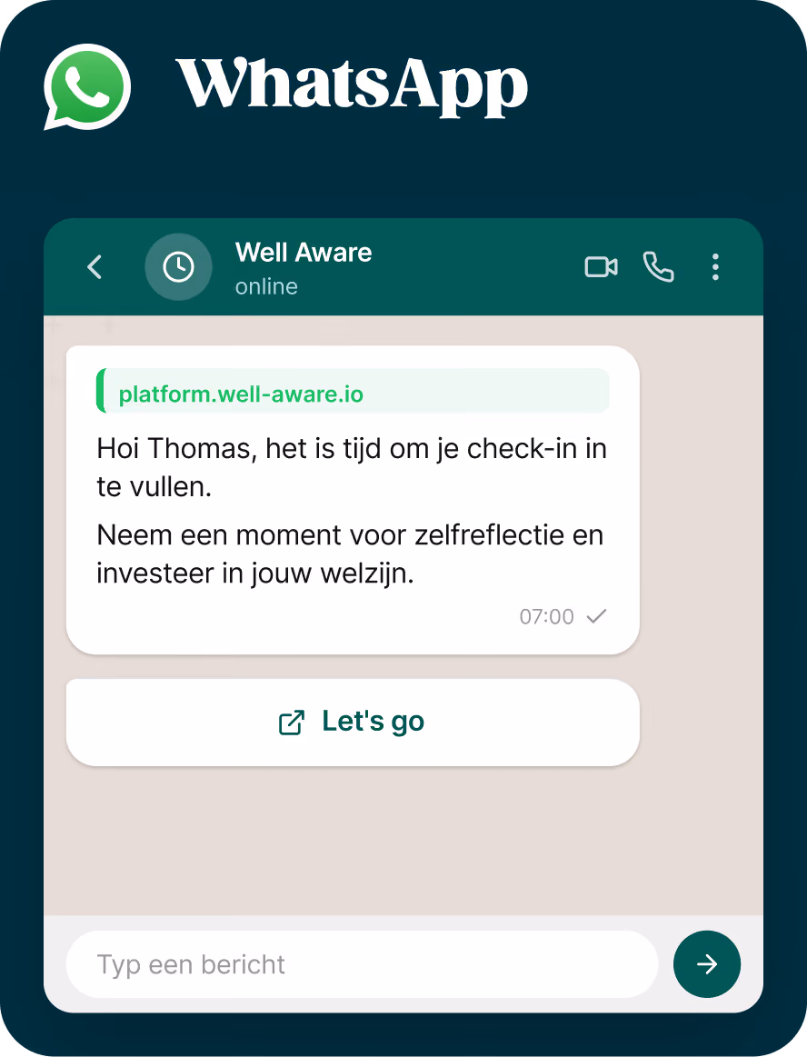 Well-Aware check-in via WhatsApp