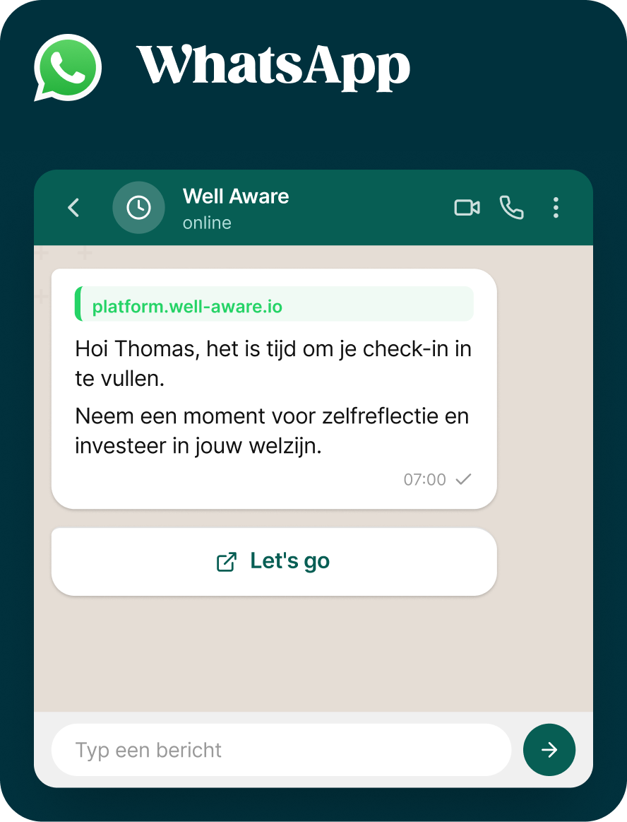 Well-Aware check-in via WhatsApp