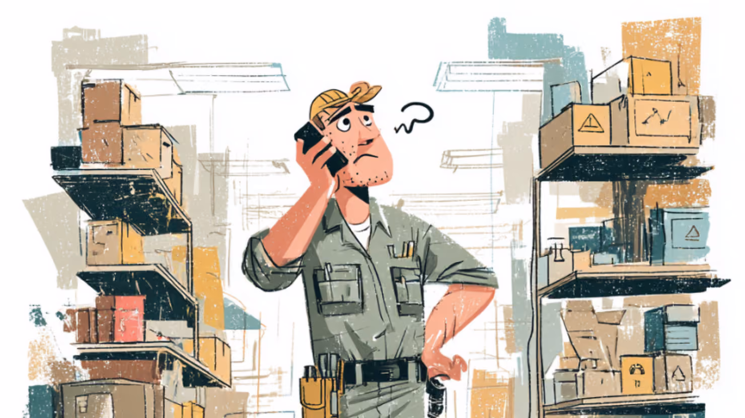 Handwerker ist genervt und telefoniert