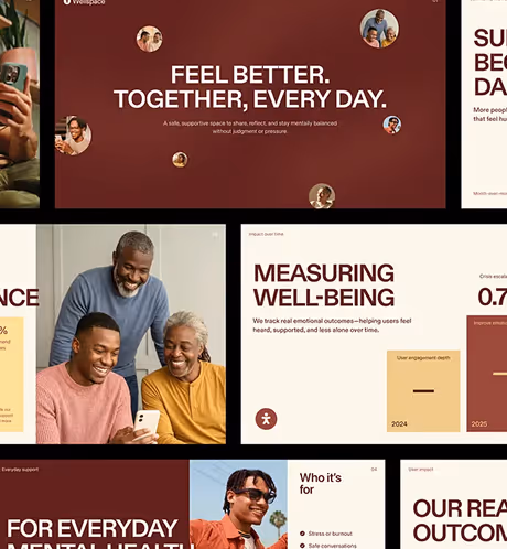 Collage of mental health support visuals with diverse people and text on well-being and everyday care.