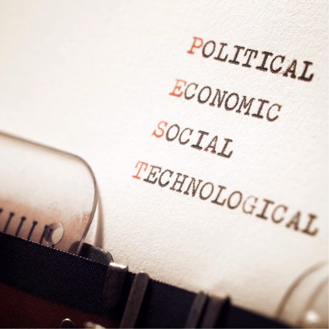  Document showing political, economic, social and technological factors for strategic property development plan