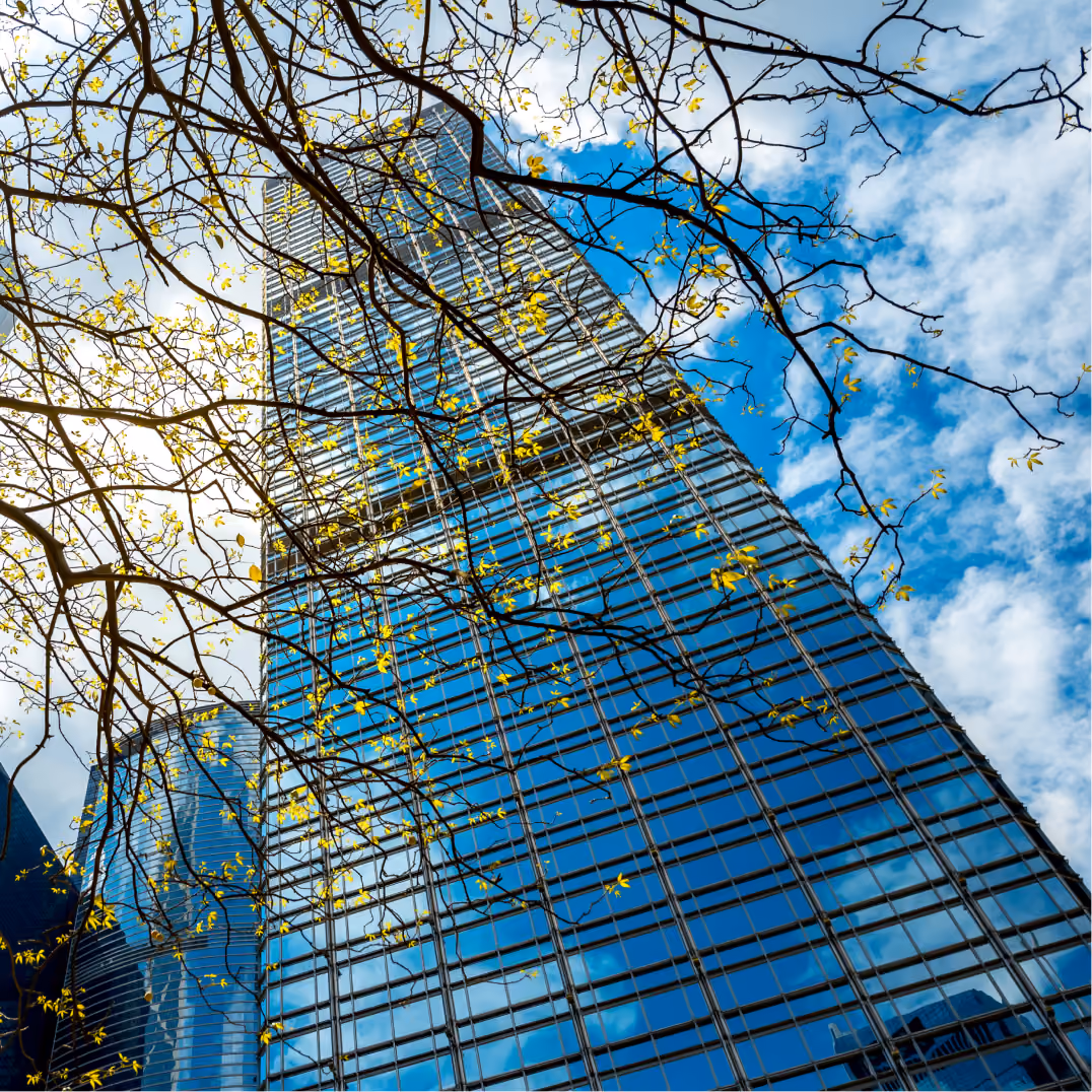 Modern corporate office skyscraper symbolizing venture capital, investment growth, innovation, and business su