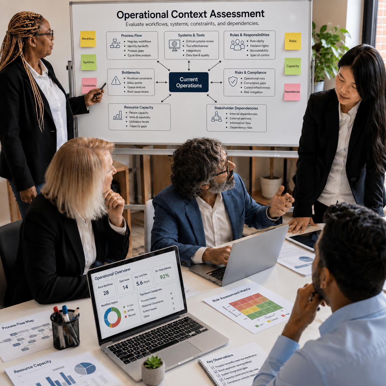 Houston presentation design agency creating operational assessment presentations with workflow and process visuals.