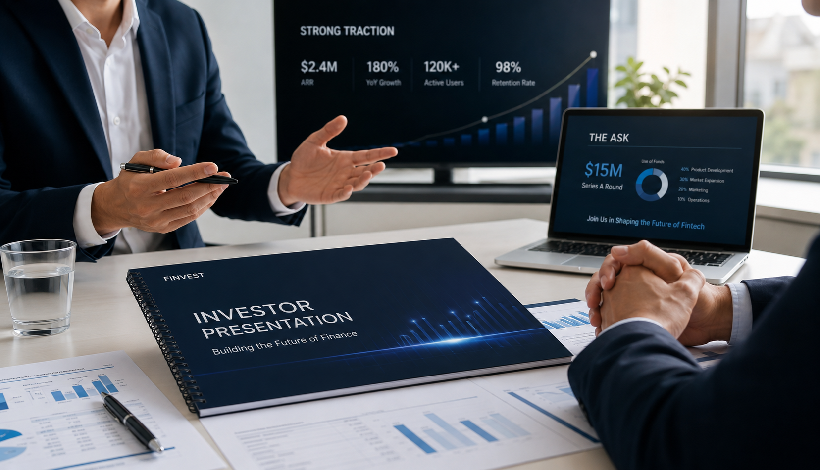 Fintech investor presentation designed for fundraising, venture capital meetings and business growth storytelling