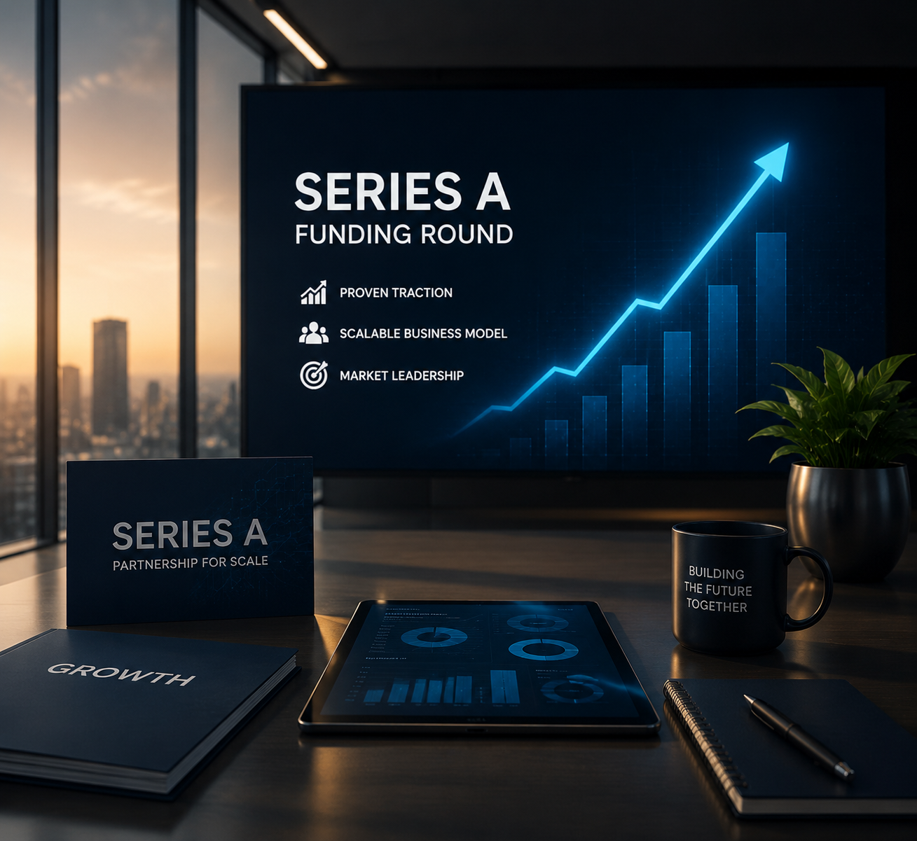 Series A fundraising presentation showing traction, scalable growth, market opportunity, and plans for expansi