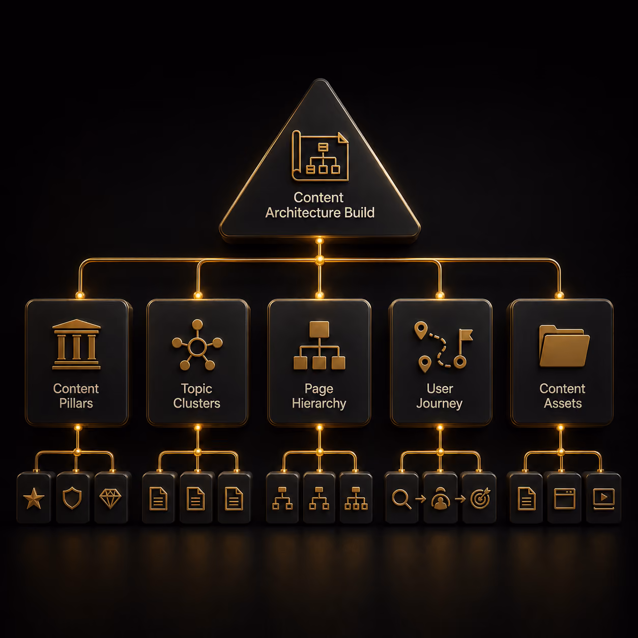 Sales deck content architecture organizes buyer needs, sales messaging, proof points, and conversion goals cle