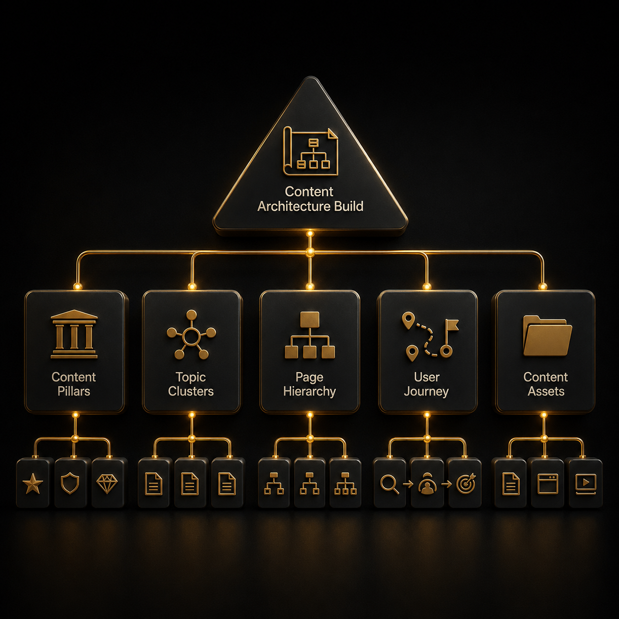 Sales deck content architecture organizes buyer needs, sales messaging, proof points, and conversion goals cle