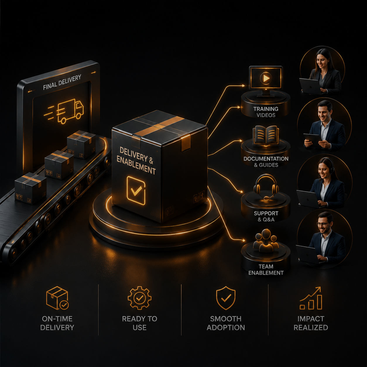 Sales deck delivery and enablement give revenue teams consistent messaging, presentation guidance, and buyer t