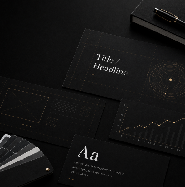 Visual design elements and typography arranged for a polished business presentation created for Singapore comp