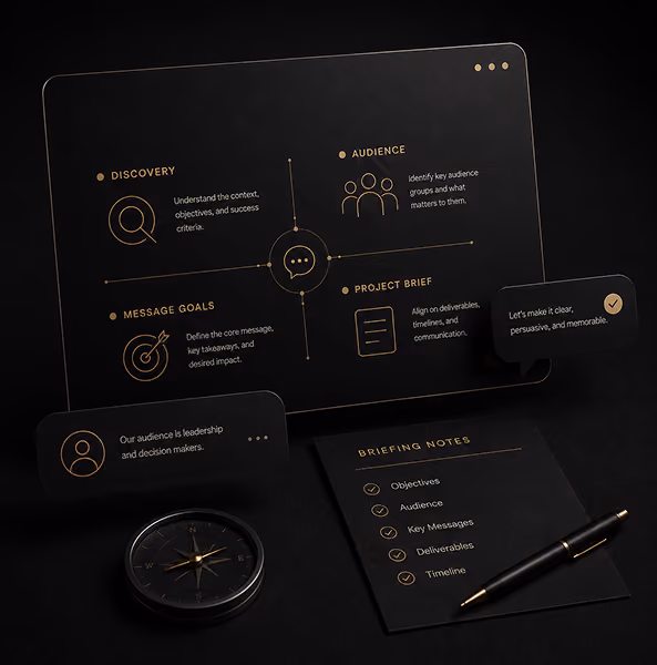 Toronto presentation strategy and briefing aligning audience goals, messages, and business objectives clearly.