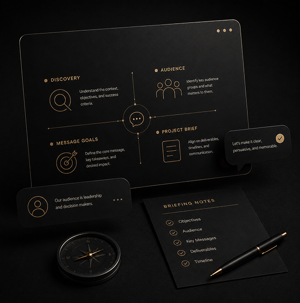 Toronto presentation strategy and briefing aligning audience goals, messages, and business objectives clearly.