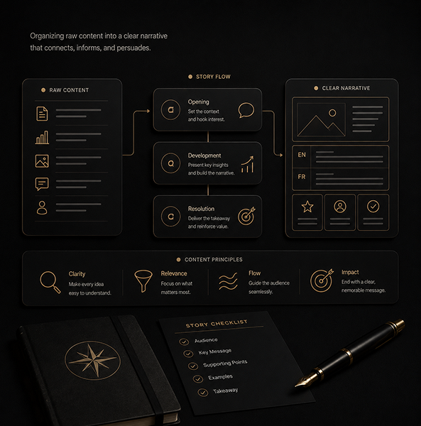 Toronto presentation content and storytelling turning complex information into a clear narrative with clarity.