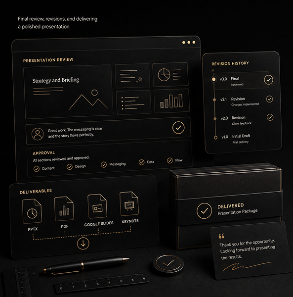 Toronto presentation review and delivery ensuring polished slides, clear content, and client-ready output now.