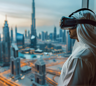 Dubai Internet City technology team using AI presentation design for innovative business strategies and growth