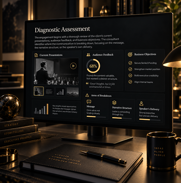 Presentation consulting experts developing clear business slides, messaging, visuals, and storytelling for cli