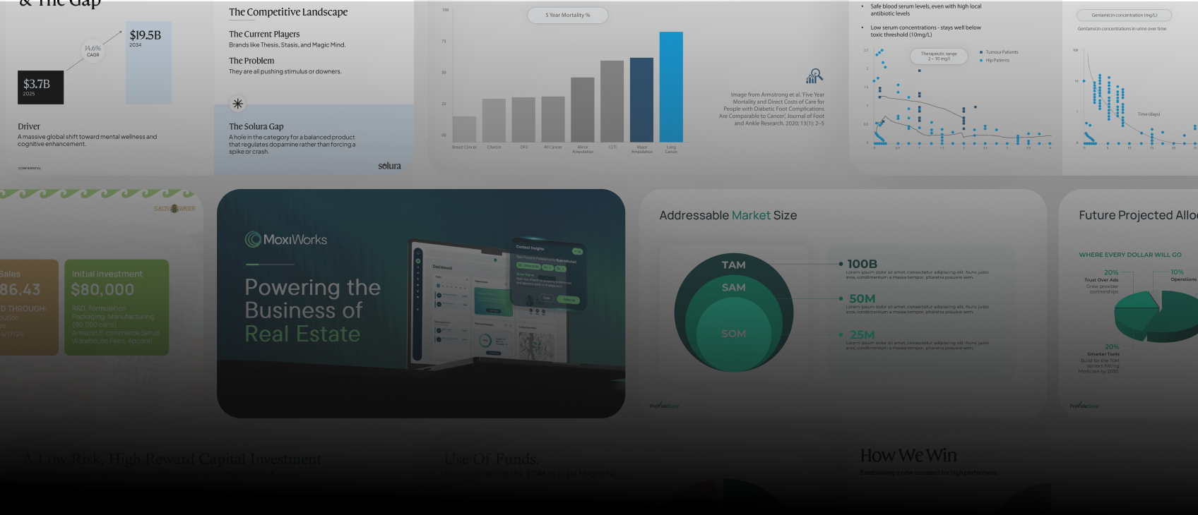 Industry conference keynote presentation combining business visuals, charts, and structured messaging for an.