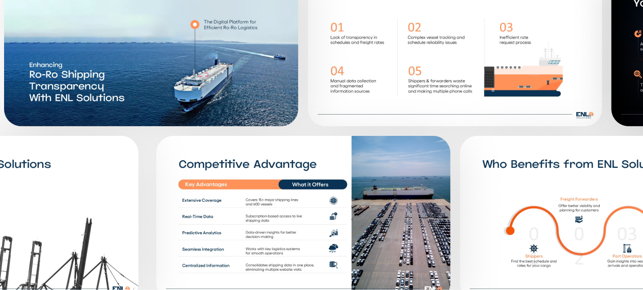 Logistics and transportation infrastructure deck slides for Atlanta companies, showing network scale
