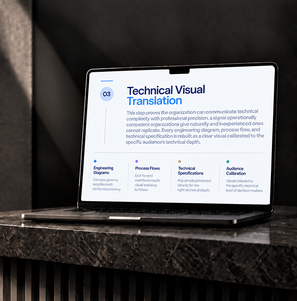 Houston presentation design agency transforming technical engineering drawings into clear presentation visuals.
