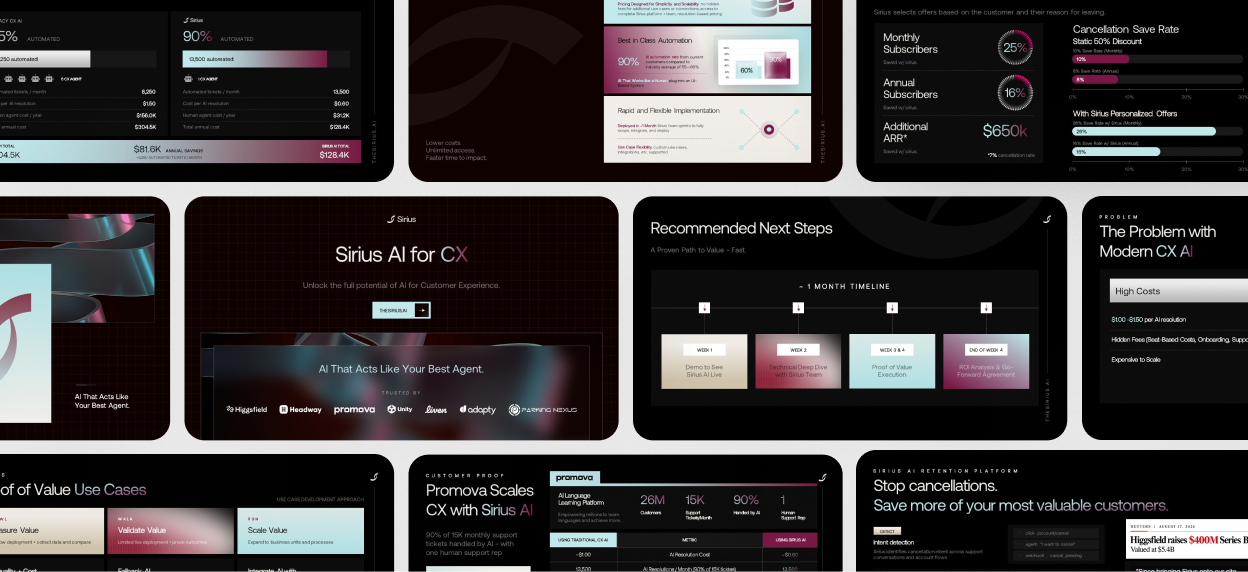 Dark Sirius AI partnership pitch slides with metrics, timeline and recommended integration next steps