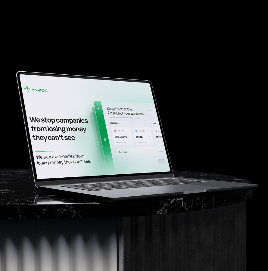  Laptop on a dark stand showing an Iteration and Final Release slide in the SaaS deck process