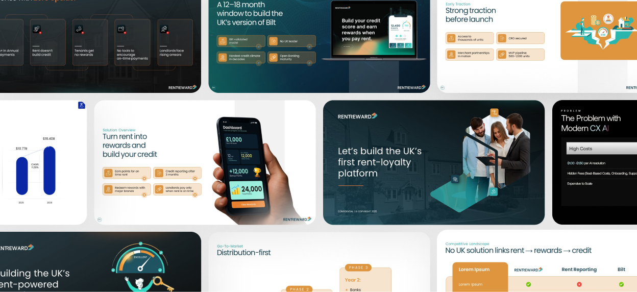 B2B fintech enterprise sales deck slides covering security, integration, ROI and compliance proof
