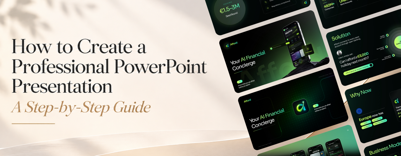 How to create a professional PowerPoint presentation with step-by-step guidance and modern AI financial pitch deck design examples.