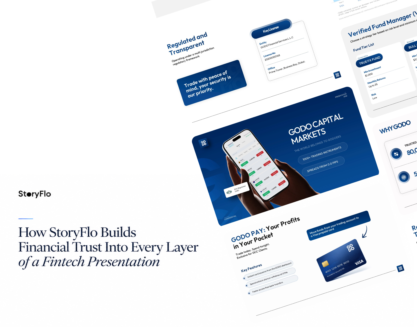 Fintech presentation slides building financial trust through compliance, proof and clear structure