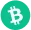 Green circular Bitcoin symbol with a white letter B and two vertical lines.