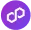 Infinity symbol in white on a purple circular background.