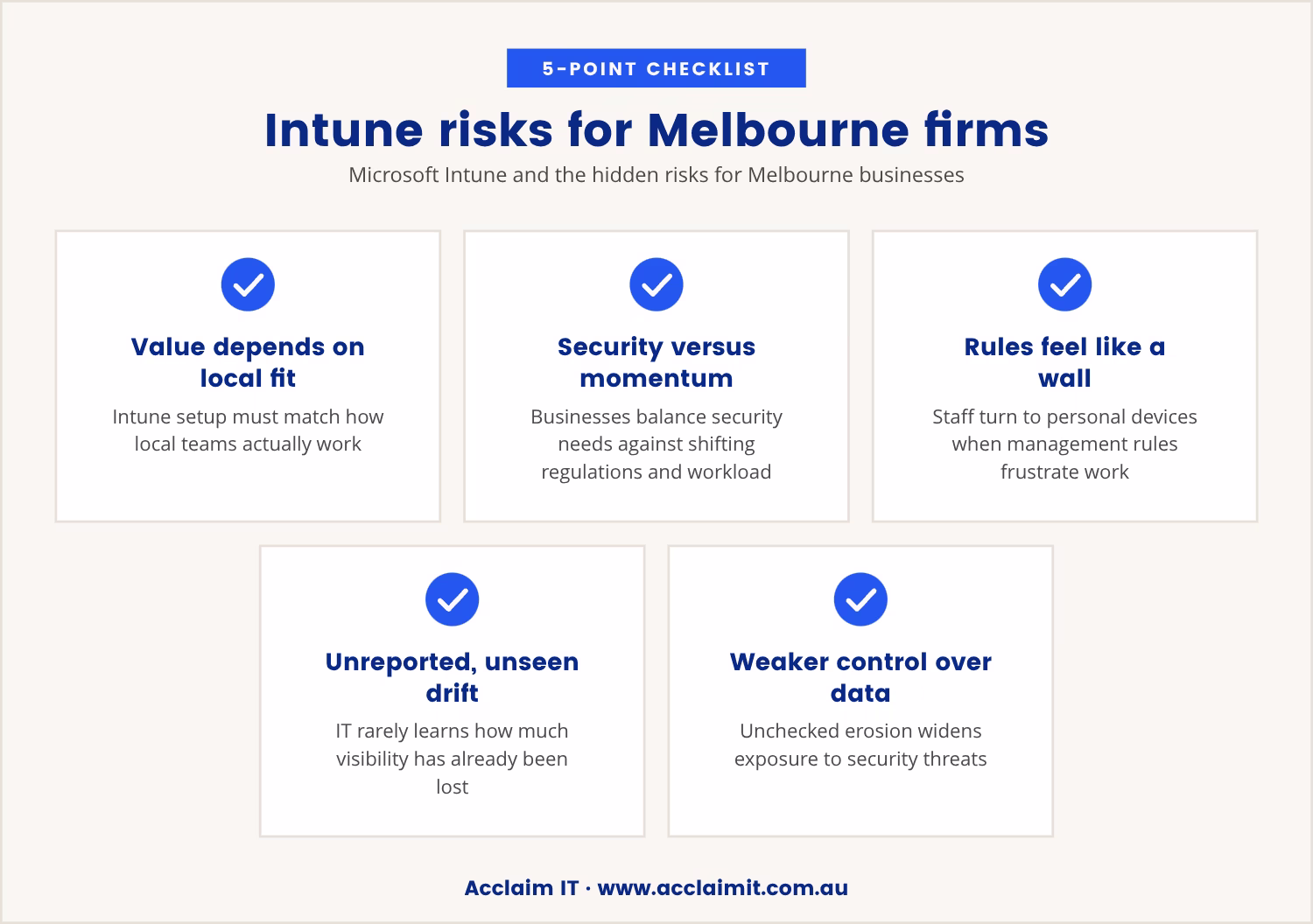 Checklist: Intune risks for Melbourne firms
