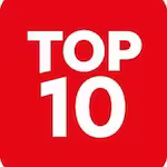 Bold white text 'TOP 10' on a red square background.